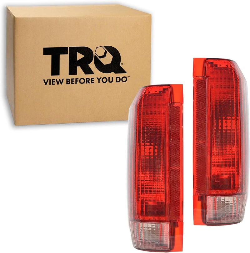 TRQ 2 Piece Driver & Passenger Side Tail Light Assembly Set Compatible with 1990-1996 Ford Bronco F150 Truck 1900-1997 With Styleside Bed F250 F350 F450 FO2800106 FO2801105 - Image 1